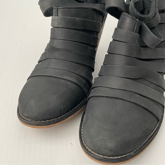 Free People hybrid strappy distressed booties dark grey size 38/8us - Picture 5 of 13